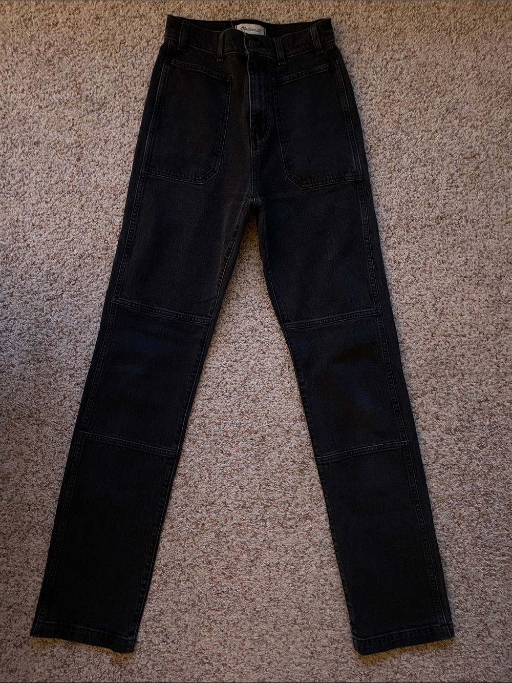 Madewell The TALL '90s Straight Cargo Jean Camplin Wash Black 25